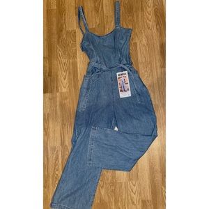 NWT Belted Denim Jumper